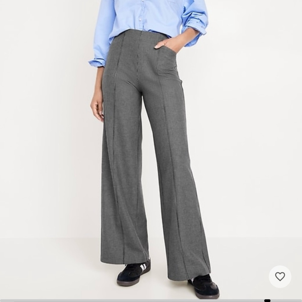 Gap Houndstooth High-Waisted Pull On Wide Leg Pants - M Petite